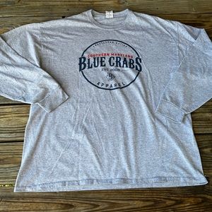 Men’s Southern Maryland Blue Crab “Crustacean Nation” Long Sleeve Gray T Shirt